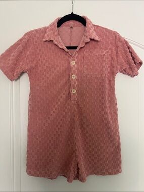 Rylee + Cru Checkered Terry Cloth Shorts Romper